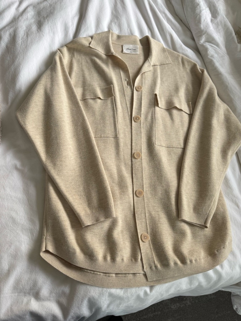 Wilfred Free Beige Knit Shirt Jacket